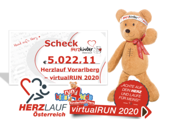 Scheckübergabe: Herzlauf Vorarlberg - virtaulRun 2020