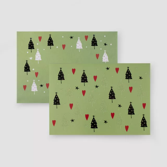 Weihnachtskarten-Set „Baum“ mit Geschenktasche Produktbild